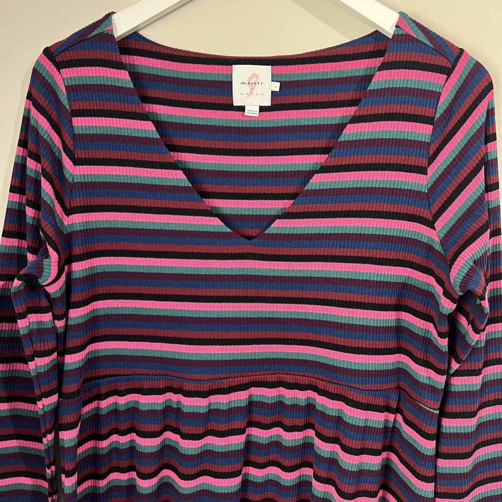 The Nines by Hatch Maternity Women's‎ Large Midi Sweater Dress Striped Ribbed - Picture 5 of 11